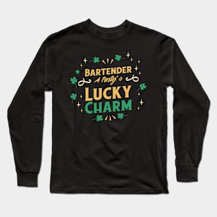 St. Patrick's Day Shamrock Clover Bartender Lucky Charm Long Sleeve T-Shirt